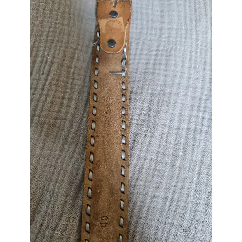 vintage TOOLED buckle belt LACED handcrafted 40 tapered ACORNS leather WESTERN